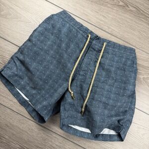Thorsun Men's Geometric Pattern Lined Drawstring Swim Trunks Blue Size 32